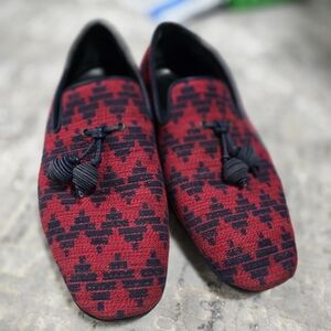 Salvatore Ferragamo Men's Fabio Red/Blue Fabric Loafer w/Tassel 8M